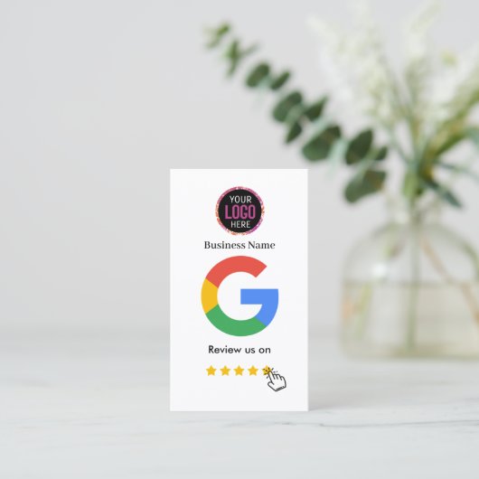 Google Review met QR Code Link Visitekaartje (Staand voorkant)