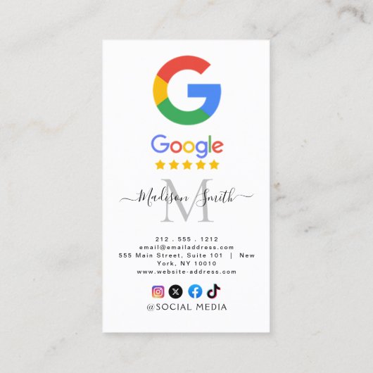 Google Review met QR Code Link Visitekaartje (Achterkant)