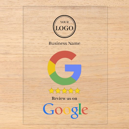 Google Review Met QR Code Link Zakelijke Visitekaa Acryl Uitnodigingen (Voorkant)