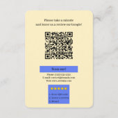 Google Review Met QR-code Link Zakelijke Visitekaa Informatiekaartje (Achterkant)