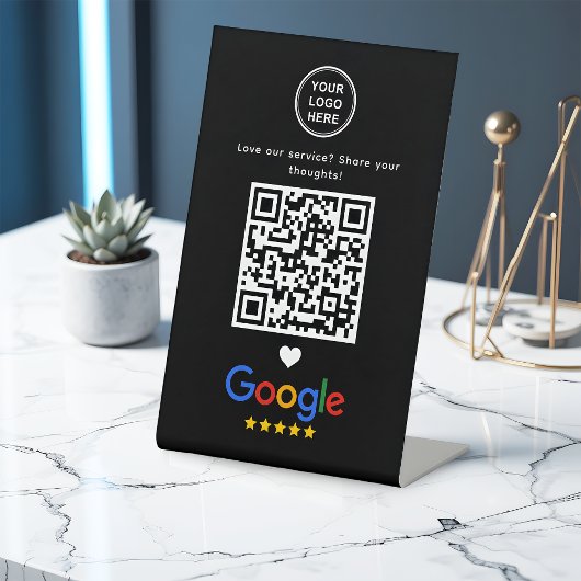 Google Review met QR-code Modern Slank Zwart Reclamebord Met Voetstuk