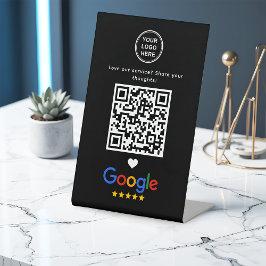 Google Review Met QR-code Modern Strak Zwart Reclamebord Met Voetstuk