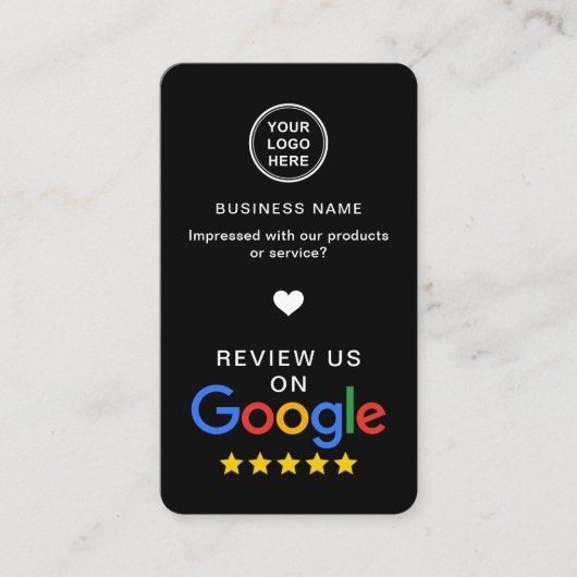 Google Review met QR-code Slank Black Visitekaartje (Voorkant)