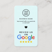Google Review met QR-code Soft Blue Visitekaartje (Voorkant)