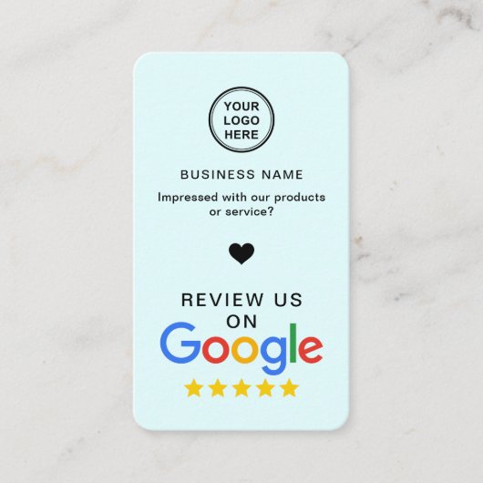 Google Review met QR-code Soft Blue Visitekaartje (Voorkant)