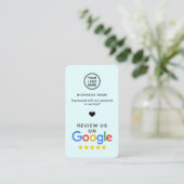 Google Review met QR-code Soft Blue Visitekaartje (Staand voorkant)