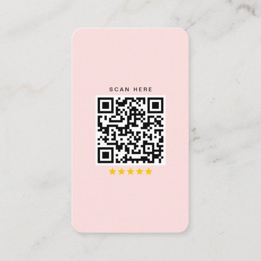 Google Review met QR-code Soft Pink Visitekaartje (Achterkant)