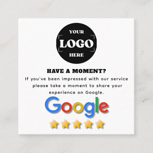 Google-Review met QR-codecink Vierkante Visitekaartje (Voorkant)