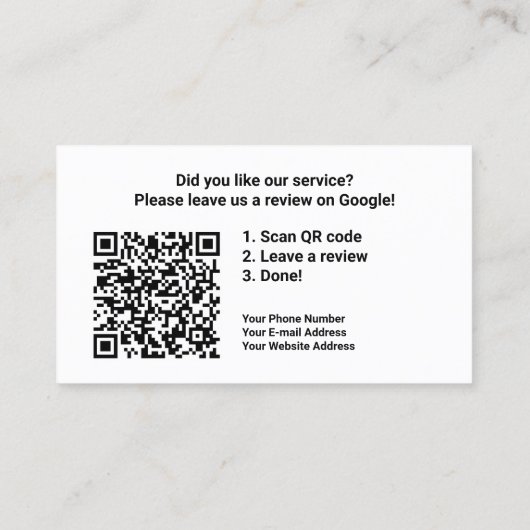 Google-Review met QR-codecink Visitekaartje (Achterkant)