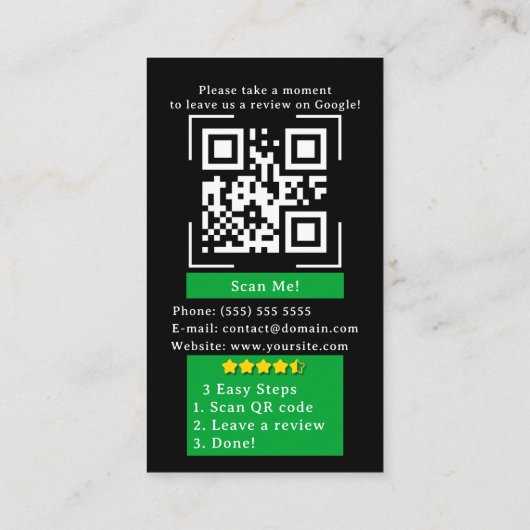 Google-Review met QR-codeverbinding en Logo Visitekaartje (Achterkant)
