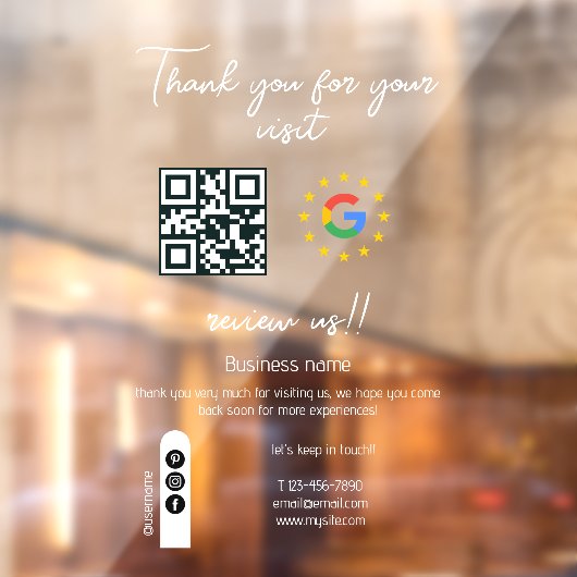 Google Review Mijn Bedrijf Bedankt QR-code Raamsticker (Vel 2)