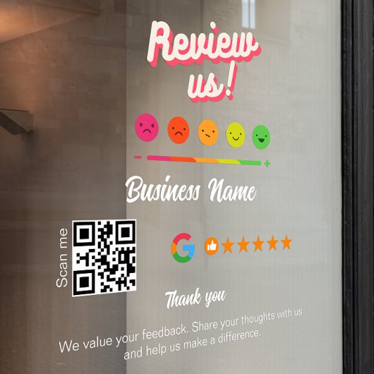 Google Review Mijn Bedrijf Bedankt QR-code Raamsticker