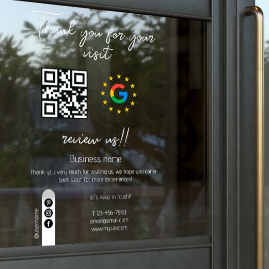 Google Review Mijn Bedrijf Bedankt QR-code Raamsticker