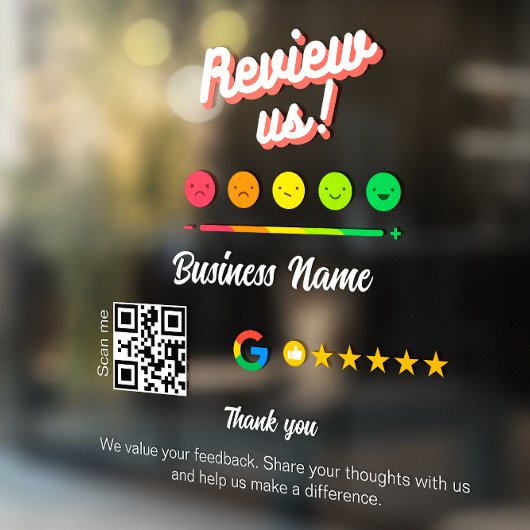 Google Review Mijn Bedrijf Bedankt QR-code Raamsticker