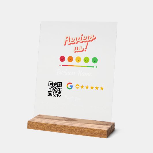 Google Review Mijn Bedrijf Dank u QR Code Acryl Bord (Hoek)
