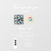 Google Review Mijn Bedrijf Dank u QR Code Raamsticker (Vel)