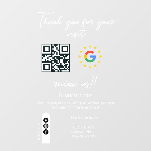 Google Review Mijn Bedrijf Dank u QR Code Raamsticker (Vel)