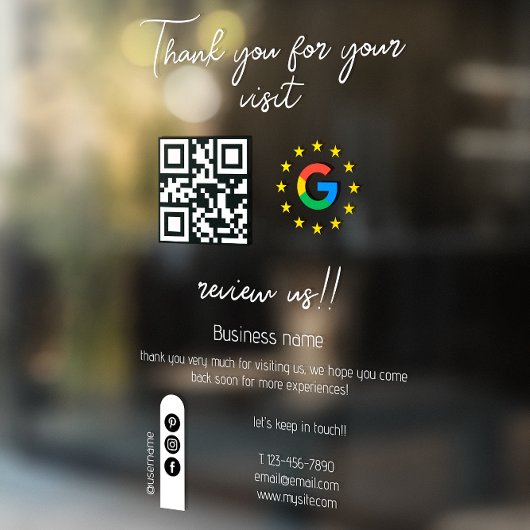 Google Review Mijn Bedrijf Dank u QR Code Raamsticker