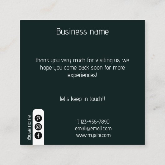 Google Review Mijn Bedrijf Dank u QR Code Vierkante Visitekaartje (Achterkant)