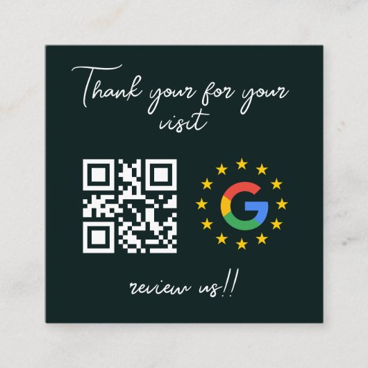 Google Review Mijn Bedrijf Dank u QR Code Vierkante Visitekaartje (Voorkant)