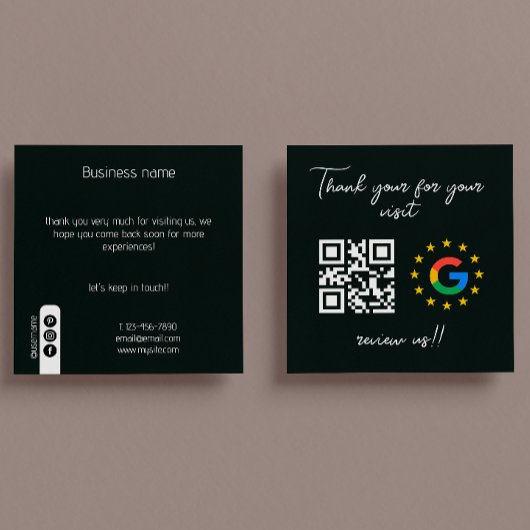 Google Review Mijn Bedrijf Dank u QR Code Vierkante Visitekaartje