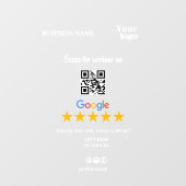 Google Review Mijn Bedrijf Voeg Logo QR Code toe Raamsticker (Vel)