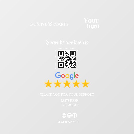 Google Review Mijn Bedrijf Voeg Logo QR Code toe Raamsticker (Vel)