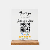 Google Review Mijn Bedrijf Zwart QR Code Acryl Bord (Voorkant)