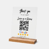 Google Review Mijn Bedrijf Zwart QR Code Acryl Bord (Hoek)