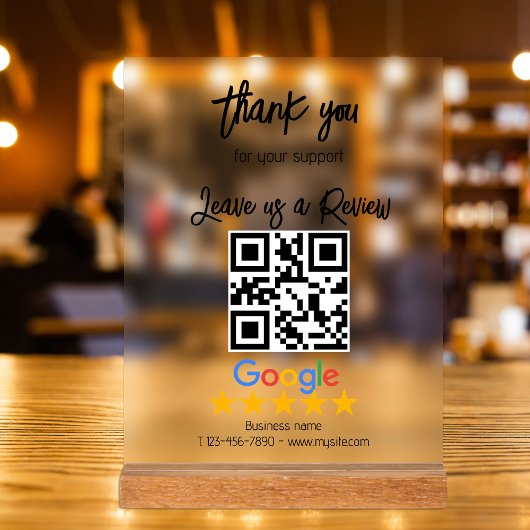 Google Review Mijn Bedrijf Zwart QR Code Acryl Bord