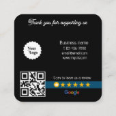 Google Review Mijn Bedrijf Zwart QR Code Link Vierkante Visitekaartje (Achterkant)