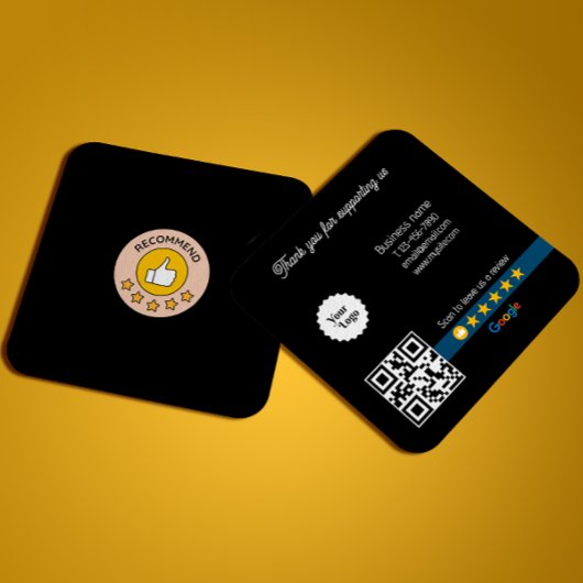 Google Review Mijn Bedrijf Zwart QR Code Link Vierkante Visitekaartje