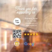 Google Review Mijn Bedrijf Zwarte Qr Code Logo Raamsticker (Vel 2)