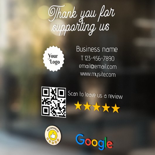 Google Review Mijn Bedrijf Zwarte Qr Code Logo Raamsticker