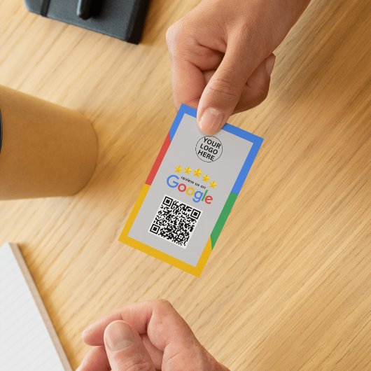 Google Review My Business 5-sterren QR-code grijs Visitekaartje