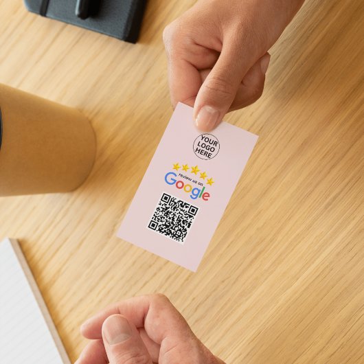 Google Review My Business 5-sterren QR-code roze Visitekaartje