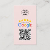 Google Review My Business 5-sterren QR-code roze Visitekaartje (Voorkant)