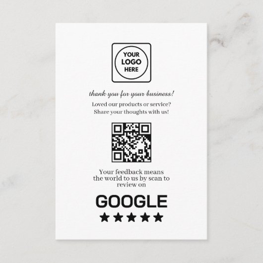 Google Review QR | Business Feedback Link Informatiekaartje (Voorkant)