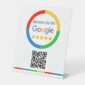 Google Review QR Code 5 Star Reclamebord Met Voetstuk (Voorkant)