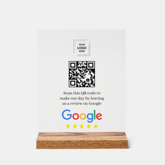 Google Review QR Code Acrylate Display Stijl (Voorkant)
