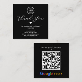 Google Review QR-code Bedankt Black Modern Vierkante Visitekaartje