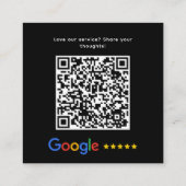 Google Review QR-code Bedankt Black Modern Vierkante Visitekaartje (Achterkant)
