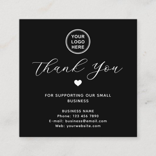 Google Review QR-code Bedankt Black Modern Vierkante Visitekaartje (Voorkant)