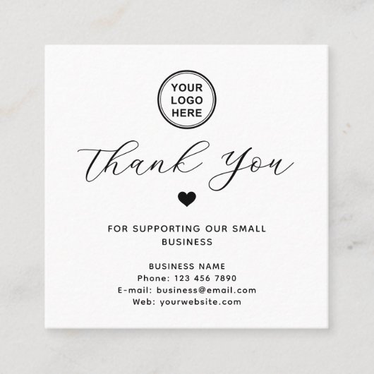 Google Review QR-code Bedankt Modern Vierkante Visitekaartje (Voorkant)