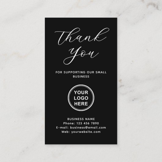 Google Review QR-code Bedankt Slank Zwart Visitekaartje (Achterkant)