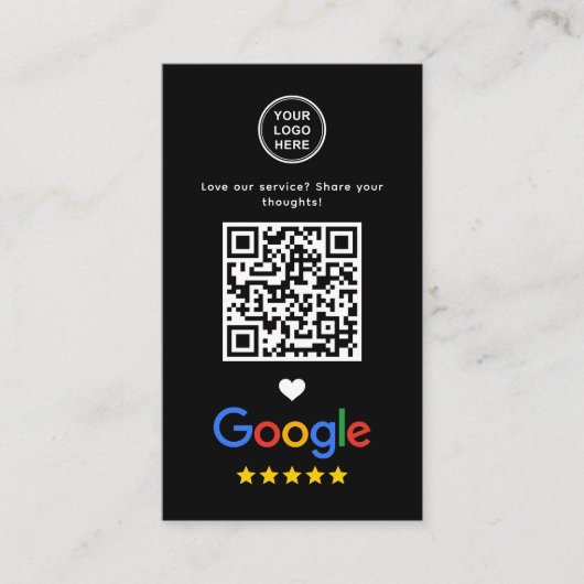 Google Review QR-code Bedankt Slank Zwart Visitekaartje (Voorkant)