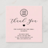 Google Review QR-code Bedankt Square Pink Vierkante Visitekaartje (Voorkant)