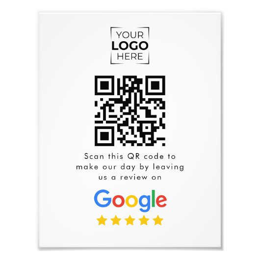 Google Review QR-code bedrijfsbeoordeling Foto Afdruk (Voorkant)