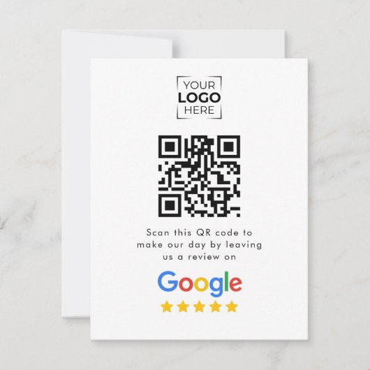 Google Review QR-code bedrijfsbeoordeling RSVP Kaartje (Voorkant)