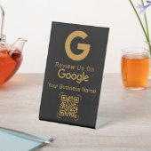Google Review QR Code Black Gold Pedestal Sign Reclamebord Met Voetstuk (Insitu)